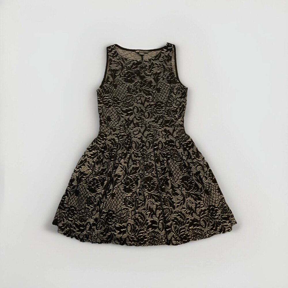 A/E Armani Exchange Black Grey Floral Formal Women’s Dress Size XS Pleated Skirt